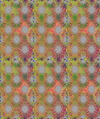 Asya tekstil tarzında. Raster illüstrasyonu. Kusursuz çiçek deseni. Düz Çiçek Elementleri Tasarımı. Renkli Bahar Temalı Kusursuz Arkaplan. Güzel kumaş deseni.