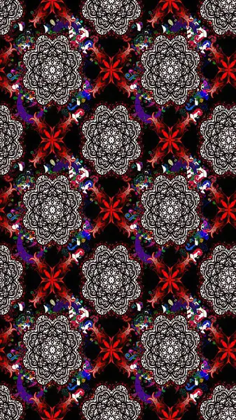 Siyah renkli bitkilerden oluşan parlak çiçekli çizim deseni.