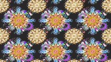 Gri ve bej renklere karalamalar çizen kusursuz çiçek deseni. Raster illüstrasyonu.