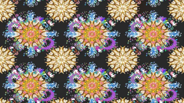 Gri ve bej renklere karalamalar çizen kusursuz çiçek deseni. Raster illüstrasyonu.