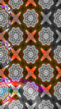 Çiçekli karalama şeklinde Raster çiçek deseni. Gri renkte yaz çiçekleri. Raster illüstrasyonu.