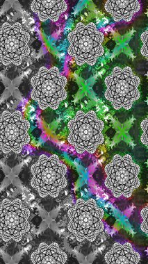 Raster illüstrasyonundaki çiçek desenli çizim. Gri renkli çiçekler.