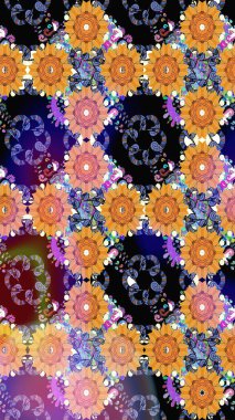 Çiçekli karalama şeklinde Raster çiçek deseni. Nazik, narin çiçek arkaplanı. Siyah renkte çiçekler.