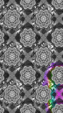 Çizim çiçek deseni duvar kâğıdı olarak kullanılabilir. Gri renkli çiçekler. Raster illüstrasyonu.