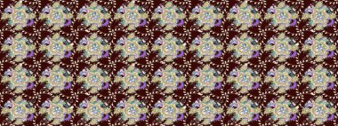 Kahverengi renkli güzel bir tekstil. Suluboya çiçekli çiçek deseni. Raster illüstrasyonu.
