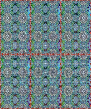 Raster illüstrasyonu. Mavi ve gri renklerde. 3D çiçekler, pürüzsüz.