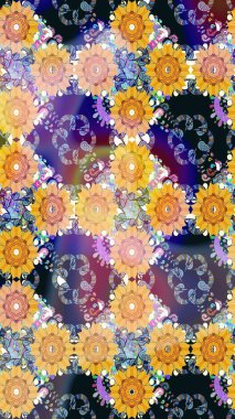 Raster illüstrasyonundaki çiçek desenli çizim. Bej renkte çiçekler.