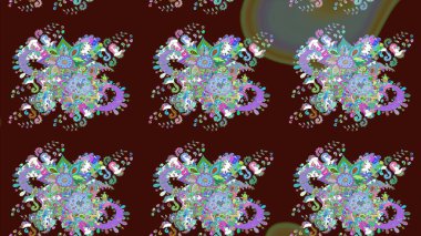 Kahverengi renkli çiçekler. Raster illüstrasyonundaki çiçek desenli çizim. Düz Çiçek Elementleri Tasarımı. Renkli Bahar Teması çizim şablonu.