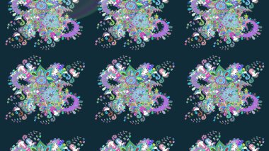 Mavi renkli çiçekler. Raster illüstrasyonunda çiçek deseni çizimi.