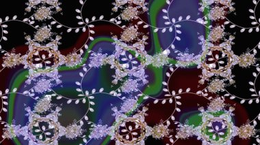 Robot resim. Motley illüstrasyonu. Moda baskıları için zarif bir şablon. Çiçekli bahar çiçekleri. Küçük renkli çiçekler. Küçük çiçekte şirin desenler.