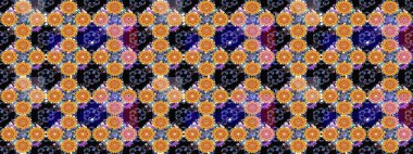 Klasik çiçek tasarımı elementleri. Raster illüstrasyonu. Siyah kıvırcık çiçekler siyah renklerde şekillenir.