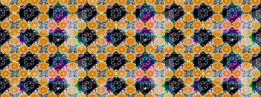 Raster illüstrasyonu. Suluboya çiçekli çiçek deseni. Sarı renkli güzel tekstil..