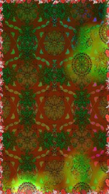 Küçük çiçekteki sevimli çiçek deseni. Raster illüstrasyonu. Kahverengi renkte çiçekler.