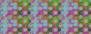 Güzel kumaş deseni. Renkli Bahar Temalı Kusursuz Arkaplan. Zentangle soyut çiçekleri. Karalama çiçeği. Düz Çiçek Elementleri Tasarımı. Raster illüstrasyonu.