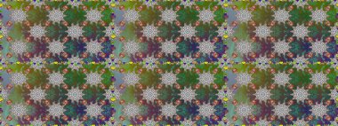 Çiçekli güzel suluboya desen. Yeşil ve gri renklerde. Raster illüstrasyonu.