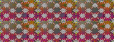 Raster illüstrasyonu. Gri ve kahverengi renklerde. Çiçek buketleriyle klasik tarzda kusursuz desen.