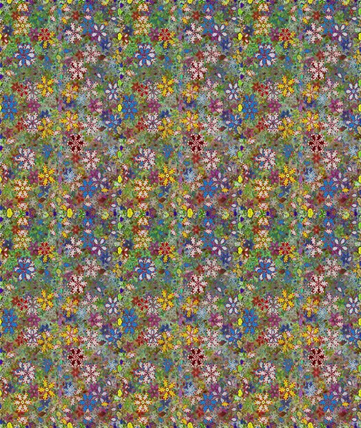 Raster illüstrasyonu. Kusursuz çiçek deseni. Raster illüstrasyonu. Asya tekstil tarzında. Yeşil ve nötr renkte çiçekler.