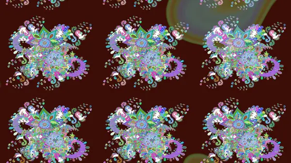 Kahverengi renkli çiçekler. Raster illüstrasyonundaki çiçek desenli çizim. Düz Çiçek Elementleri Tasarımı. Renkli Bahar Teması çizim şablonu.