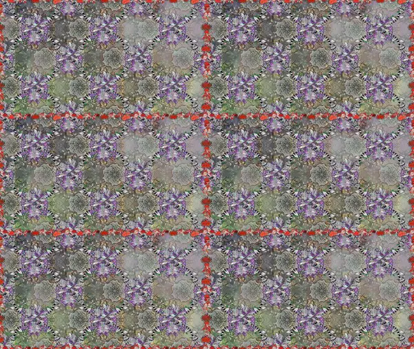 Çiçek deseni. Gri ve nötr renklerde çiçeksiz. Şatafatlı bahar bahçesi dokusu. Raster illüstrasyonu. Gri ve nötr renkte çiçekler.