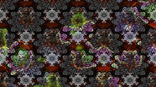 Raster illüstrasyonu. El çizimi. Çiçekli, yapraklı, çiçek desenli çizim..