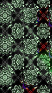 Renkli çizim kalıbı. Çiçek arkaplan. Çiçek duvar kâğıdı. Raster illüstrasyonu. Siyah renklerde sevimli tekstil.