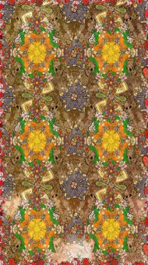 Hediye ambalaj kağıdı, tebrik kartları, posterler ve pankart tasarımı. Kahverengi renkli çiçekler. Raster düz çiçek çizim deseni.