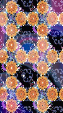 Mavi renkte güzel çiçekli eskiz deseni, suluboya çiçek deseni, duvar kağıdı, kart ya da kumaş için fayanslı. Raster..