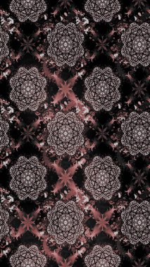 Raster illüstrasyonundaki çiçek desenli çizim. Siyah renkte çiçekler.