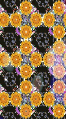 Çizim çiçek deseni duvar kağıdı, web sitesi arka planı, ambalaj kağıdı, davetiye, broşür, afiş veya web sitesi için kullanılabilir. El çizimi Raster çizimi. Parlak elementlerin.