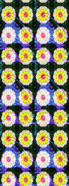 Raster. Mavi renkte güzel çiçekler, suluboya desenli eskiz deseni, duvar kağıdı, kart veya kumaş için fayanslı..