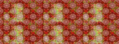 Raster illüstrasyonunda kusursuz çiçek deseni. Suluboya tarzında kırmızı ve kahverengi renkte çiçekler.