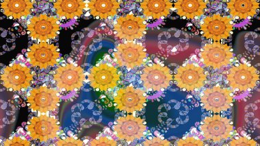 Suluboya stilinde sarı renklerde. Raster illüstrasyonu. Küçük çiçekli bahar deseni çiz.