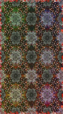 Gri ve kahverengi renklerde bahar çiçekleri. Yaprak ve çiçeklerin suluboya resimleri, gri ve kahverengi renklerde kusursuz desenler. Raster illüstrasyonu.