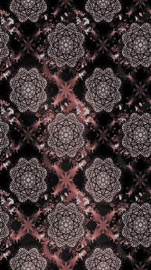 Raster illüstrasyonundaki çiçek desenli çizim. Siyah renkte çiçekler.