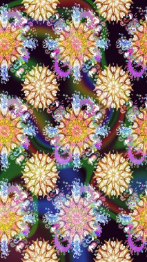 Çiçek buketleriyle klasik bir eskiz şekli. Raster illüstrasyonu. Tarafsız renklerde.