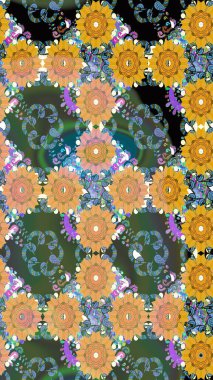 Çiçekli, yapraklı, çiçek desenli eskiz. El çizimi. Raster illüstrasyonu.