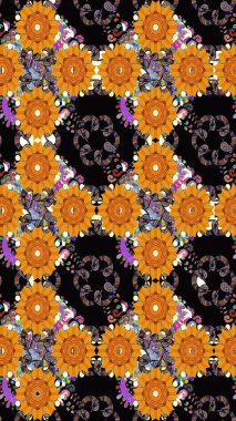 Klasik çiçek desenli. Paketleme, tekstil, duvar kâğıdı için çiçek eskizi. Yumuşak fayans. Raster 'ın taze dokusu. Yumuşak pamuk tasarımı.