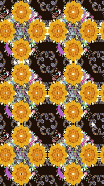 Güzel çiçek deseni. Sarı renkli çiçekler. Renkli Bahar Teması eskiz kalıbı. Düz Çiçek Elementleri Tasarımı.