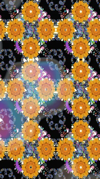 Çiçekli bahar çiçekleri. Küçük çiçekte güzel bir desen. Küçük renkli çiçekler. Moda baskıları için zarif bir şablon. Motley illüstrasyonu.