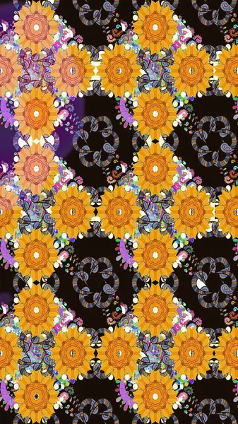 Küçük çaplı çiçeklerdeki basit şirin desenler. Tekstil veya kitap kapakları, imalat, duvar kağıtları, baskı, hediye paketi ve yapıştırma kitabı için çiçek eskizi geçmişi. Raster illüstrasyonu.