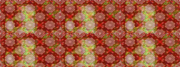 Raster illüstrasyonunda kusursuz çiçek deseni. Suluboya tarzında kırmızı ve kahverengi renkte çiçekler.