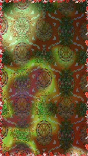 3 boyutlu çiçekler, pürüzsüz. Kahverengi ve yeşil renklerde. Raster illüstrasyonu.