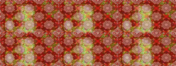 Raster illüstrasyonunda kusursuz çiçek deseni. Suluboya tarzında kırmızı ve kahverengi renkte çiçekler.