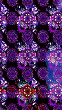 Renkli unsurlarla hareketli arka plan görüntüleri. Çiçekler. Eski model. Bayrak tarzı. Video kaydı. Şablon. Döngü. Kusursuz.. 