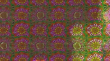 Renkli unsurlarla hareketli arka plan görüntüleri. Çiçekler. Eski model. Bayrak tarzı. Video kaydı. Şablon. Döngü. Kusursuz.. 