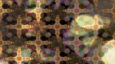 Renkli unsurlarla hareketli arka plan görüntüleri. Çiçekler. Eski model. Bayrak tarzı. Video kaydı. Şablon. Döngü. Kusursuz..