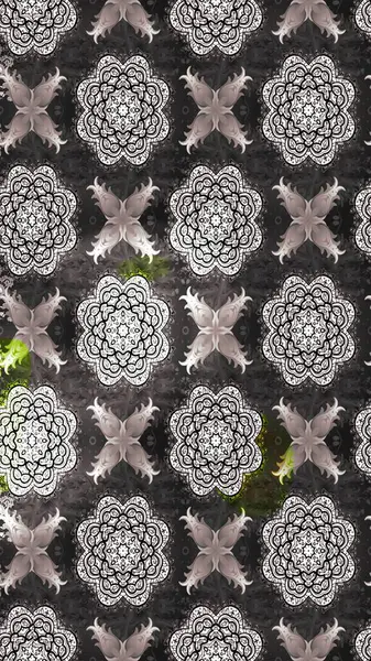 Çizim çiçek deseni duvar kâğıdı olarak kullanılabilir. Gri renkli çiçekler. Raster illüstrasyonu.