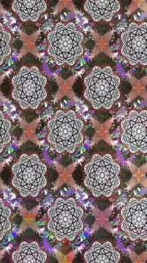 Renkli unsurlarla hareketli arka plan görüntüleri. Çiçekler. Eski model. Bayrak tarzı. Video kaydı. Şablon. Döngü. Kusursuz.