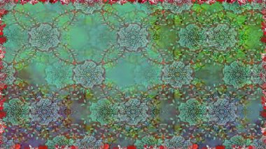 Renkli unsurlarla hareketli arka plan görüntüleri. Çiçekler. Eski model. Bayrak tarzı. Video kaydı. Şablon. Döngü. Kusursuz.