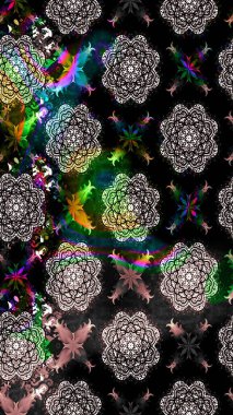 Siyah çiçekli eskiz deseni, suluboya çiçek deseni, sevimli çiçek, duvar kağıdı, kart ya da kumaş için fayanslı. Raster - stok.